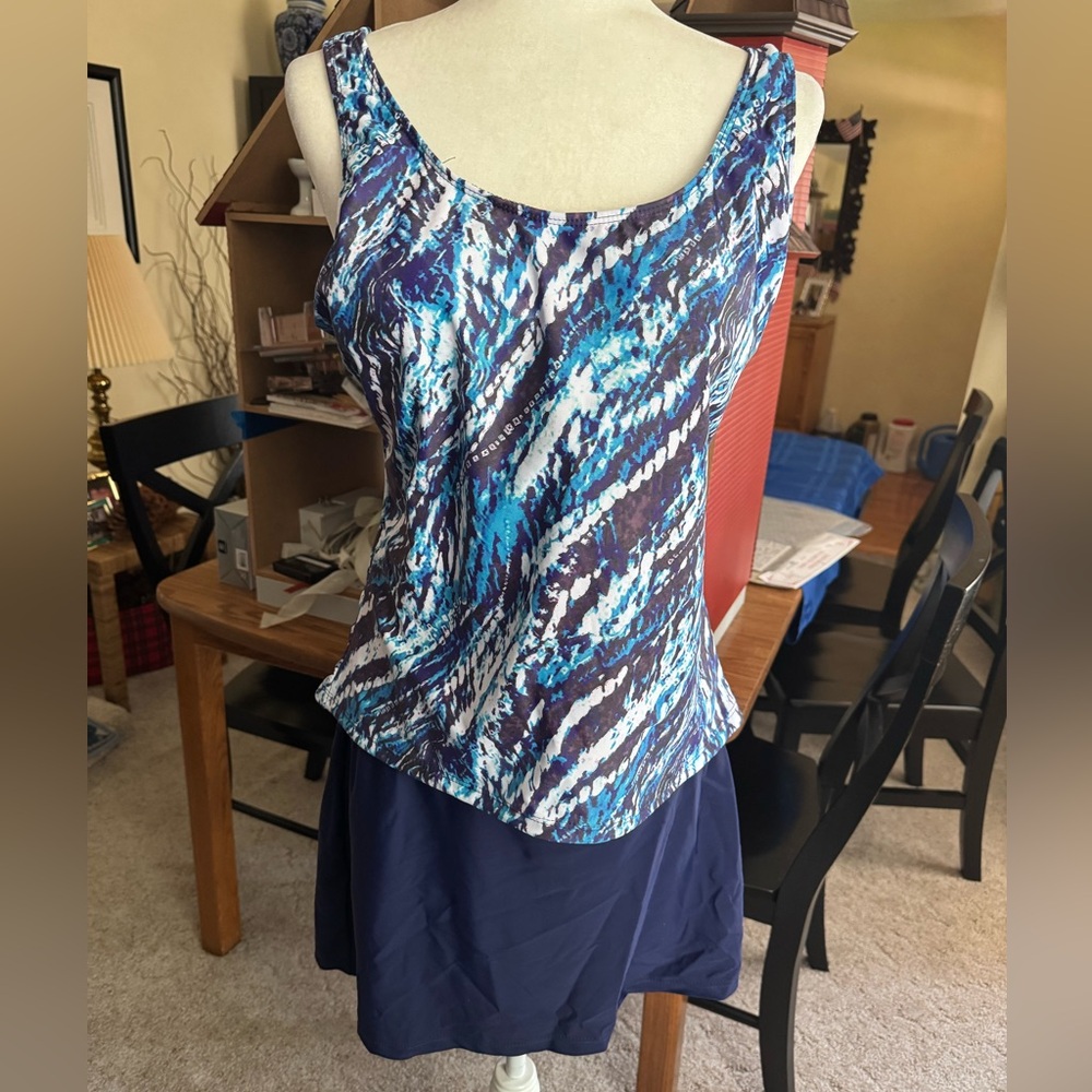 New  Blue and White Tankini